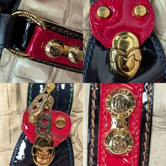 MARINO ORLANDI Cream Croc Embossed Leather Large Bag - Picture 7 of 16